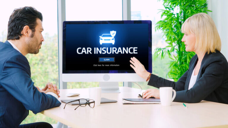 Car insurance consultation on a computer screen.